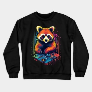 Cosmic Red Panda Mixmaster: DJ of Celestial Beats Crewneck Sweatshirt